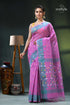 Pale magenta traditional cotton jamdani saree purple blue saree floral pattern 1