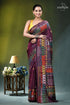 Pansy purple multithread hand embroidered geometric silk lambani saree maroon sari intricate geometric tribal-inspired 1