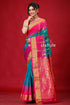 Pantone pink and green kanjivaram silk saree pink teal saree gold border 1