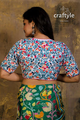 Parsi Work Embroidered Pure Cotton Blouse - Craftyle