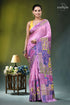 Pastel violet floral design hand batik silk kantha stitch saree woman wears vibrant pink saree 1
