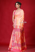 Peach Pink Zari Border Bomkai Silk Saree-Craftyle