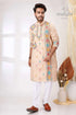 Pearl bush multithread design kantha work cotton kurta for men beige embroidered colorful geometric 1