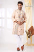 Pearl bush multithread design kantha work men’s cotton kurta beige embroidered colorful floral 1