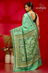 Persian Green Ethnic Silk Kantha Saree - Craftyle