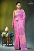 Persian pink multithread geometric design silk lambani embroidery saree vibrant pink saree intricate blue 1