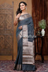 Pewter Grey Soft Manipuri Silk Saree with Zari Work - Ethnic Wear - Craftyle