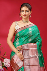 Pigment green kosha silk saree - traditional elegance green pink silk saree 2