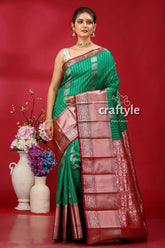 Pigment green kosha silk saree - traditional elegance green pink silk saree 1