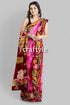 Pink Dark Burgundy Shakuntala Design Handcrafted Batik Pure Mulberry Silk Sari - Craftyle