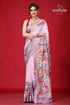 Pink Lavender Dyed Kantha Silk Saree - Reverse Stitch-Craftyle