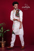 Porcelain white kantha stitch cotton panjabi for men men’s kurta colorful floral 1