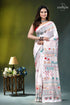 Porcelain white multi-thread floral motif hand embroidery silk lambani saree white embroidered saree colorful floral 1