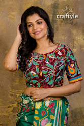 Pure silk kantha stitch blouse floral embroidered blouse 3