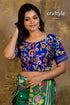 Pure silk kantha stitch blouse woman blue floral blouse green 1