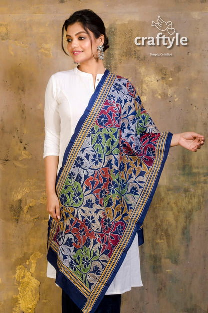 Pure Silk Kantha Stitch Stole - Craftyle