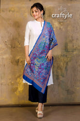 Pure silk kantha stitch stole woman white tunic patterned shawl 3