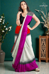 Pure silk mulberry saree multicolor ganga yamuna hand-block print design 2