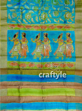 Pure Tussar Kalamkari Saree - Handpainted Radha Krishna Design - Craftyle