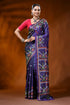 Purple kutch work saree in silk with hand embroidered ethnic motif 1