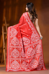 Red paisley hand embroidered ethnic silk gujarati stitch saree 6