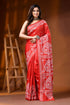 Red paisley hand embroidered ethnic silk gujarati stitch saree 1