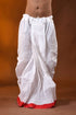 Red temple border mayur puchha pure cotton dhoti - ready to wear 1