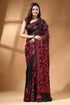 Red thread floral motif handmade silk kantha saree in black black red floral-patterned saree intricate 1