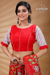 Red & white boutique designer cotton blouse red white blouse 4