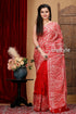 Red white soru tuli hand wax batik pure mulberry silk saree red white patterned saree 1