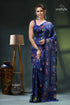 Resolution blue bird motif silk kantha work saree - exclusive design navy blue saree floral embroidery 1