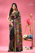 Rich black multi thread floral premium kantha silk saree black saree vibrant multicolored floral 1