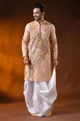 Rodeo dust cotton kantha panjabi with multicolor floral work - reverse stitch 6