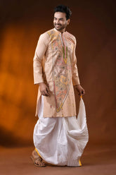 Rodeo dust cotton kantha panjabi with multicolor floral work - reverse stitch 3