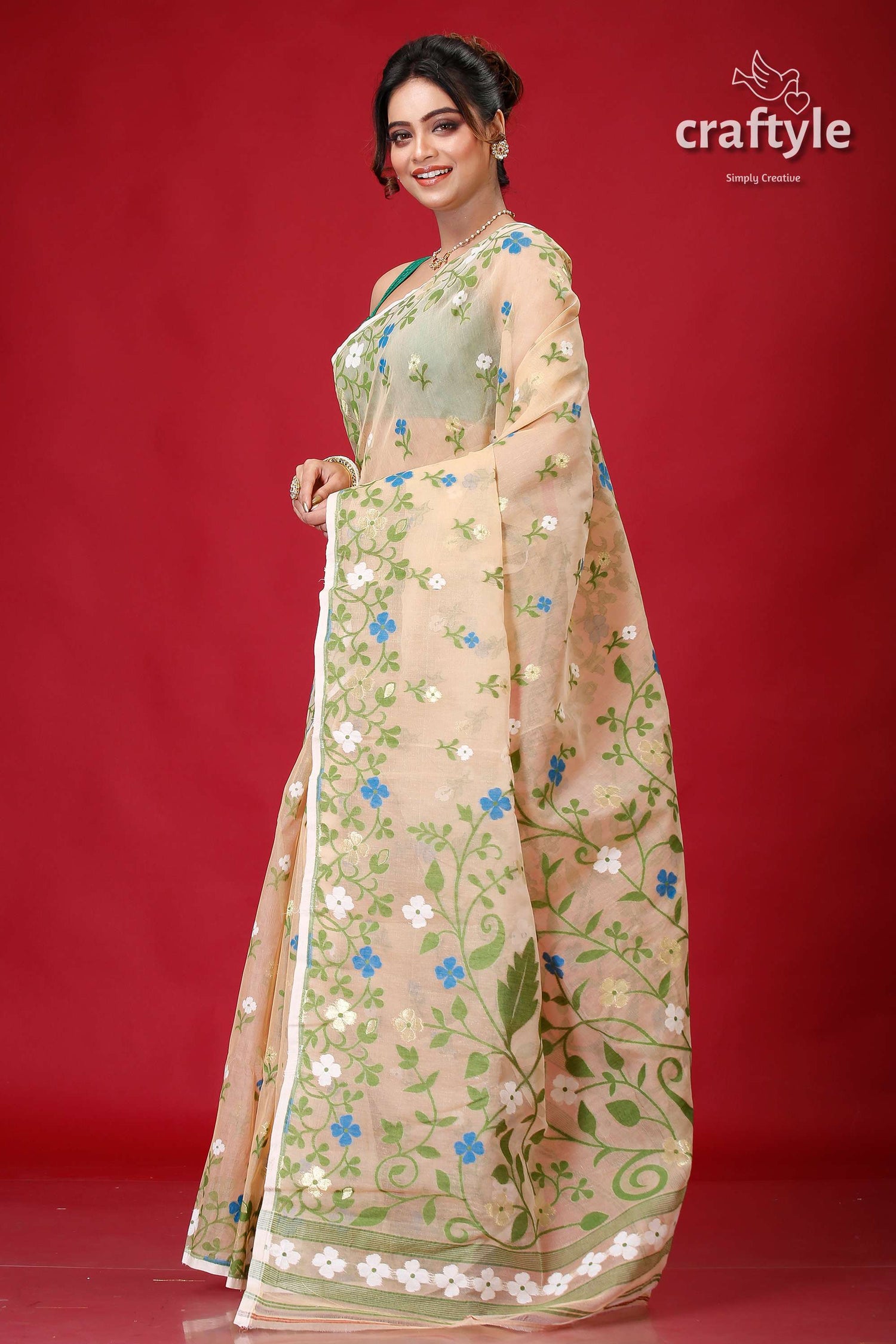 Rodeo Dust Jamdani Weave Saree-Craftyle