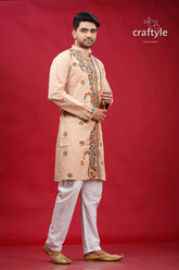 Rodeo dust multithread kantha stitched cotton mens kurta 4