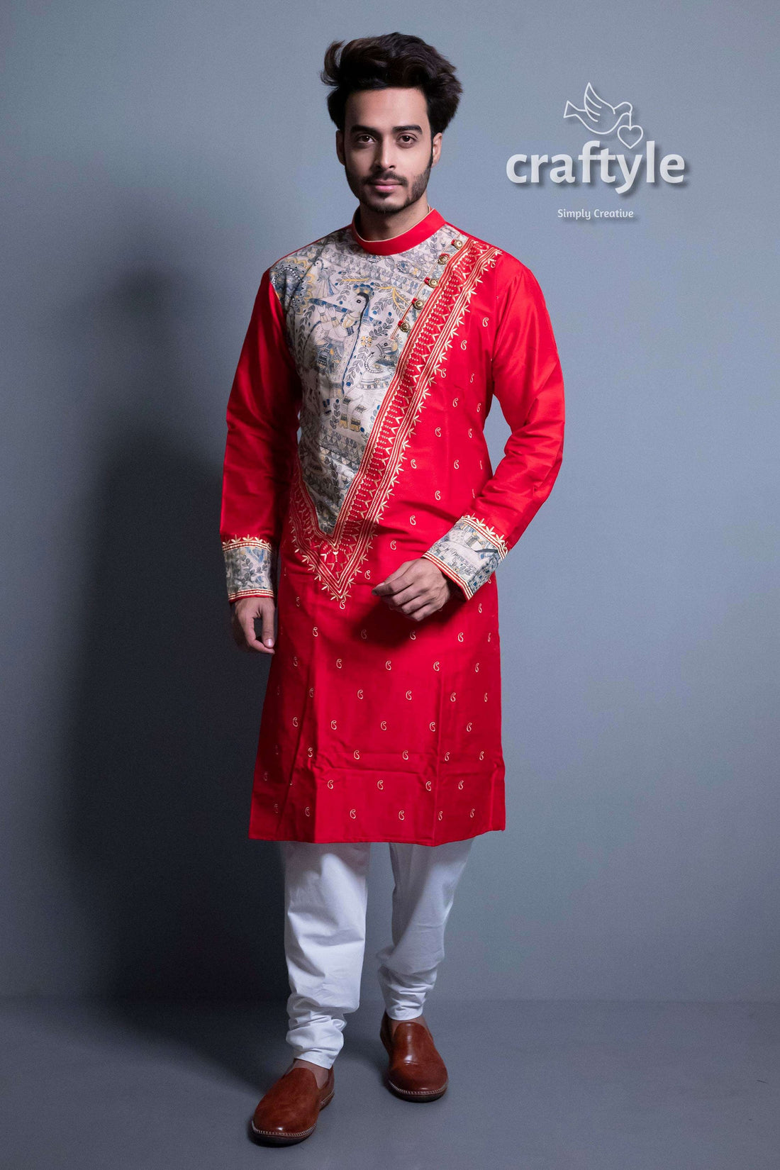 Rose Red Madhubani Design Men&