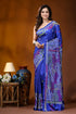 Royal blue multithread kutch embroidered silk saree - handmade vibrant royal blue saree intricate 1