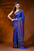 Royal blue silk gujarati stitch saree with multicolor ethnic design 1