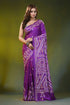 Royal purple hand embroidered geometric silk kutch work saree 1