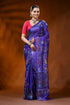 Royal purple silk kantha stitch saree with multicolor bird motif 1