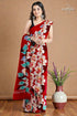 Ruby red floral hand batik pure mulberry silk saree vibrant red saree bold floral 1