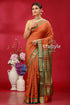 Ruddy brown bomkai silk saree with zari border - exquisite indian style woman orange saree 1