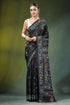 Sable black multicolor village theme silk kantha saree elegant adorned 1