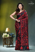 Sable black red thread flower motif ethnic silk kantha saree black red floral printed saree 1