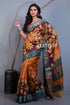 Sandstone Orange Pure Tussar Silk Hand Painted Saree for Women - Craftyle