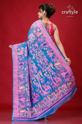 Science Blue Classic Jamdani Saree-Craftyle