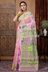 Shampoo pink soft dhakai jamdani saree pink cotton saree animal motifs 1