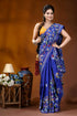 Silk kantha saree in royal blue with handmade multicolor floral design vibrant royal blue saree adorned 1