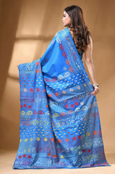 Sky blue multicolor ethnic handcrafted silk lambani embroidery saree vibrant blue saree adorned intricate 4
